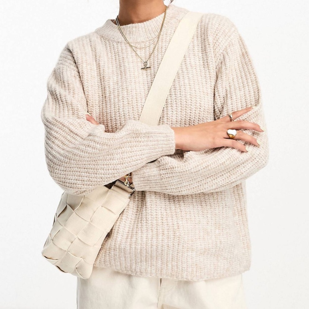 ASOS Cream Chunky Knit Crewneck Sweater